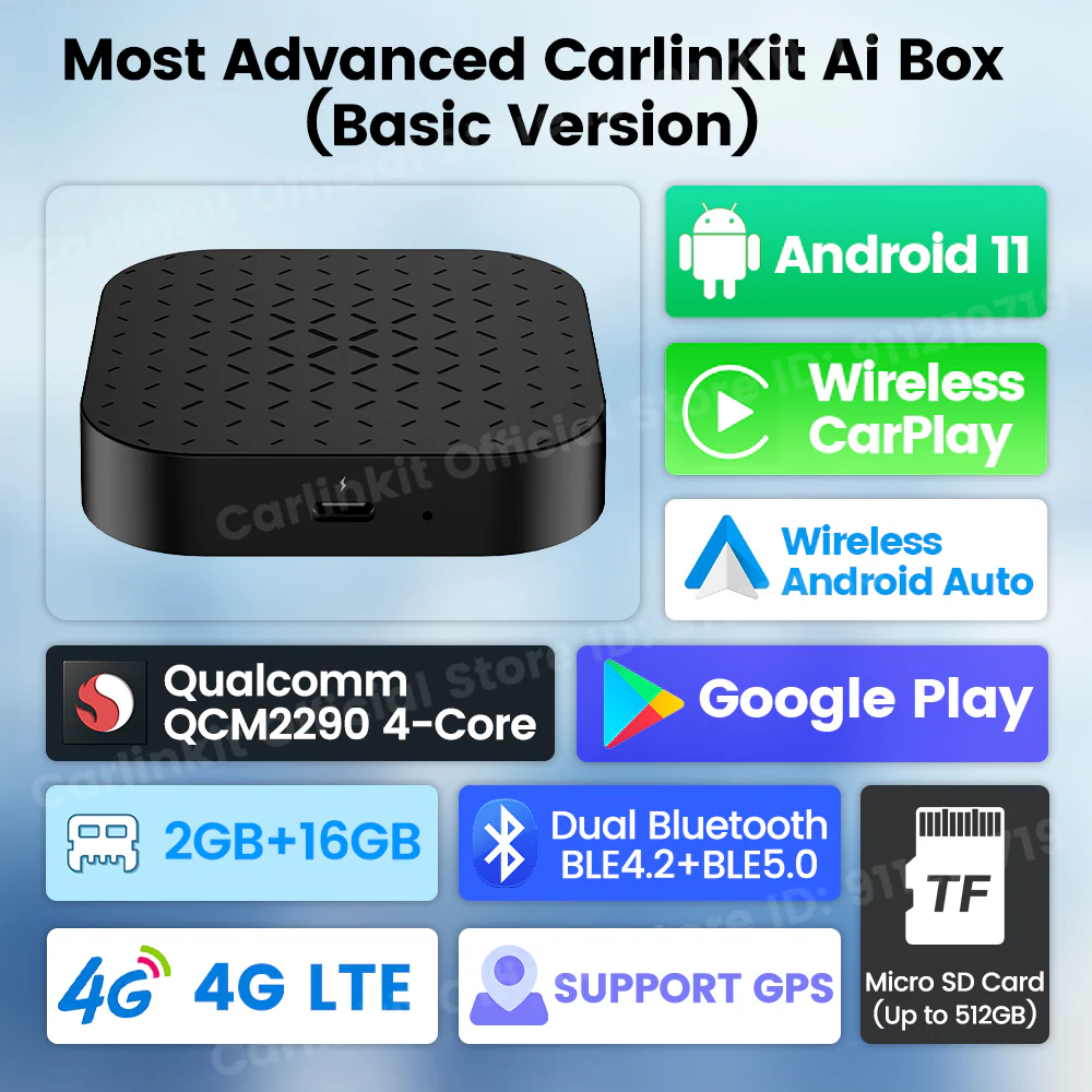 Android 11 Carlinkit Tbox Basic Netflix Ai Box Wireless Android Auto CarPlay QCM 2290 4-Cores 2G+16G For YouTube IPTV - Image 4