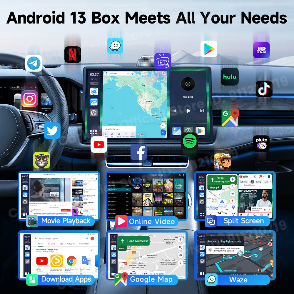 CarlinKit QCM 6125 Android 13 Wireless Carplay Al Box Android Auto HD Dash Cam 1080P YouTube Netflix Google Play Mini TV Box - Image 4