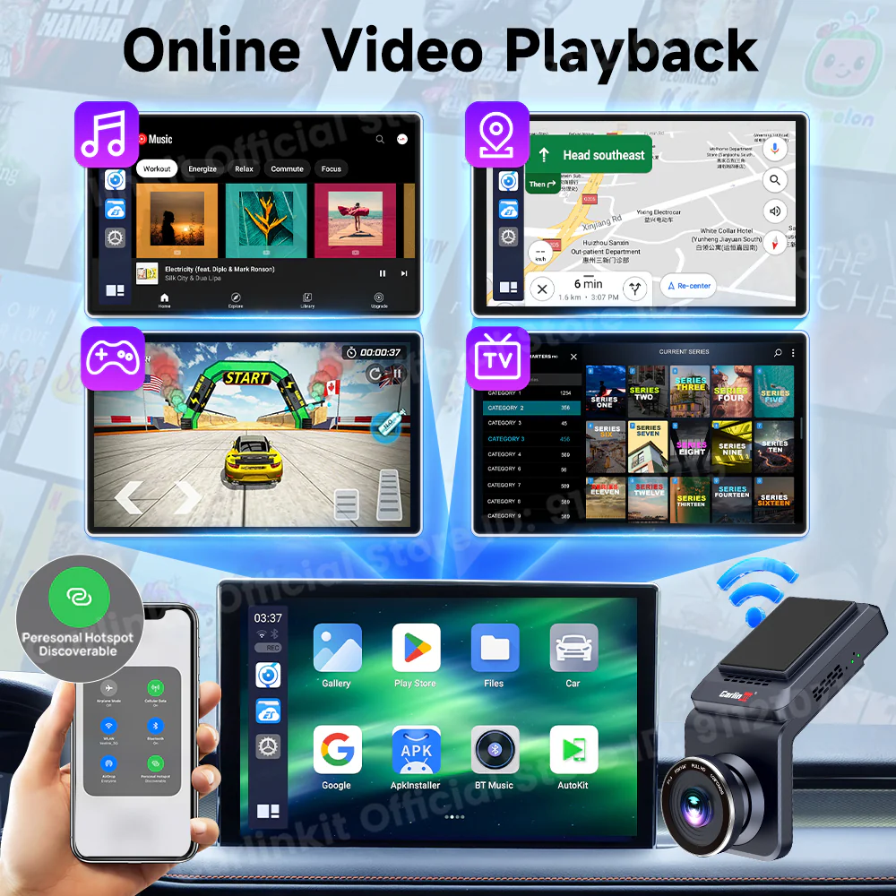 CarlinKit QCM 6125 Android 13 Wireless Carplay Al Box Android Auto HD Dash Cam 1080P YouTube Netflix Google Play Mini TV Box - Image 5