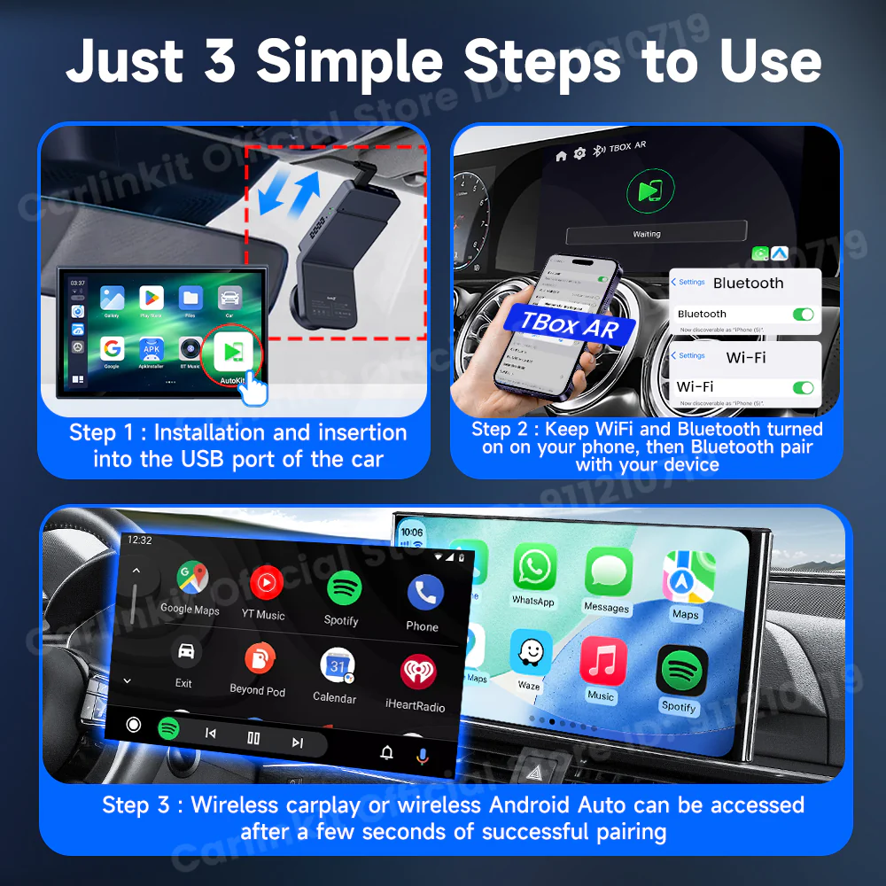 CarlinKit QCM 6125 Android 13 Wireless Carplay Al Box Android Auto HD Dash Cam 1080P YouTube Netflix Google Play Mini TV Box - Image 7
